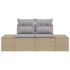 Gartensofa mit Kissen Beige 184 x 62 x 69 cm Poly-Rattan