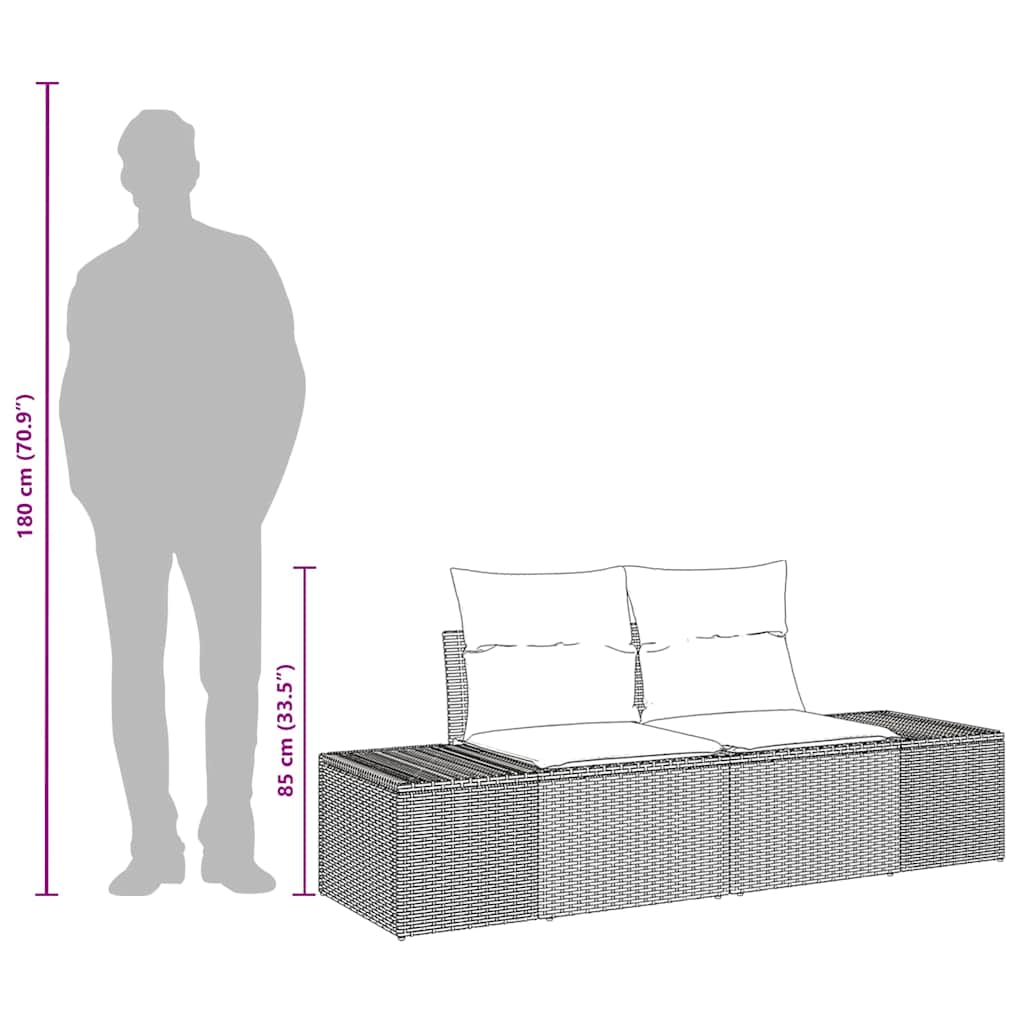 Gartensofa mit Kissen Beige 184 x 62 x 69 cm Poly-Rattan