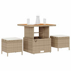 Garten Essgruppe Beige Poly-Rattan