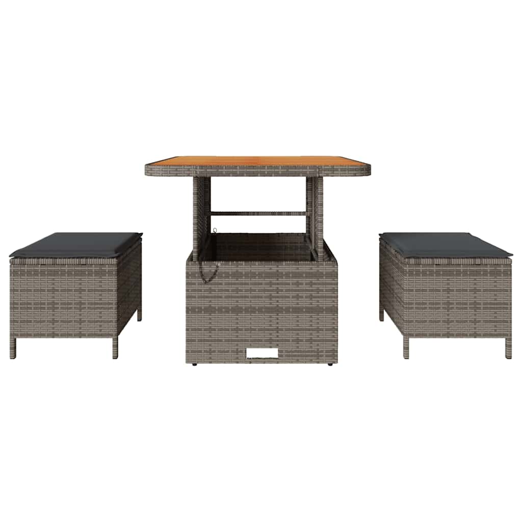 Garten Essgruppe Grau Poly-Rattan