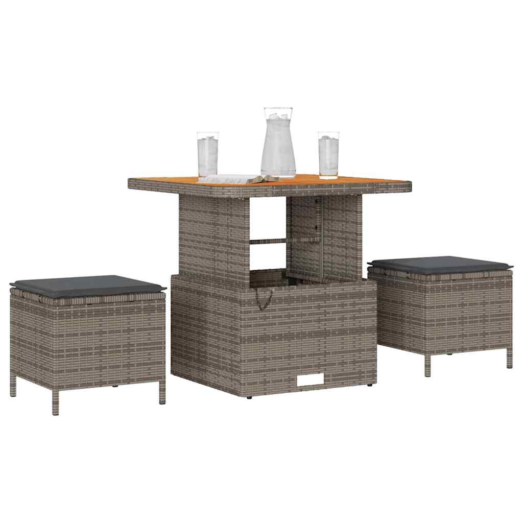 Garten Essgruppe Grau Poly-Rattan