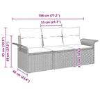 Sofa Set mit Kissen 3 pcs Beige und Grau Poly-Rattan