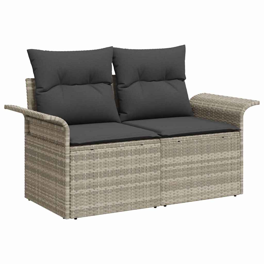 Sofa Set mit Kissen 3 pcs Grau Poly-Rattan