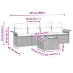 Sofa Set mit Kissen 5 pcs Grau Poly-Rattan