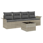 Sofa Set mit Kissen 5 pcs Hellgrau Poly-Rattan