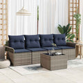 Sofa Set mit Kissen 5 pcs Grau Poly-Rattan