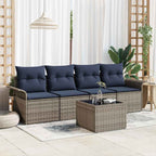 Sofa Set mit Kissen 5 pcs Grau Poly-Rattan