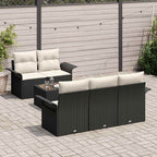 Sofa Set mit Kissen 6 pcs Schwarz Poly-Rattan