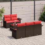 Gartensofa-set mit Kissen 6 pcs Braun Poly-Rattan