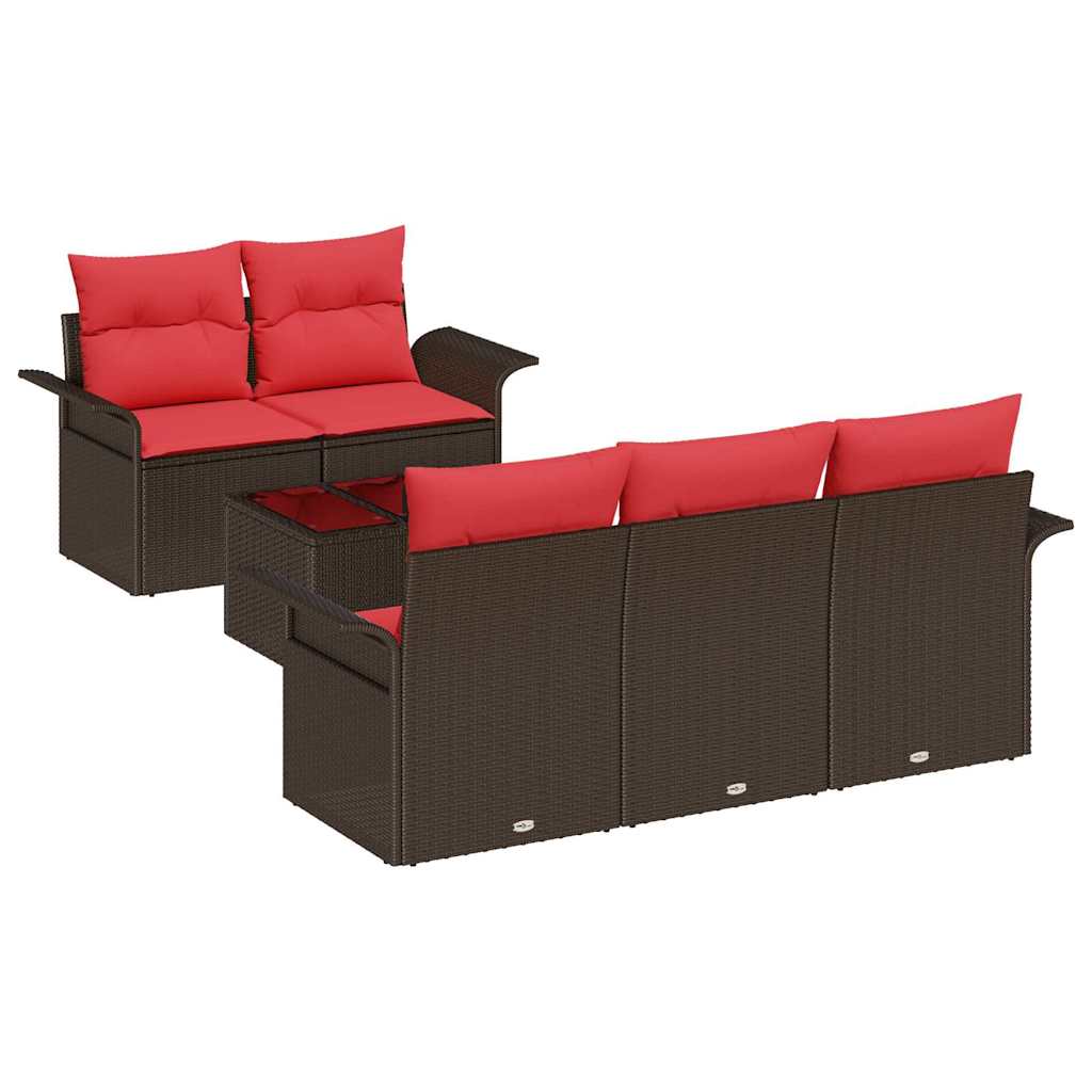 Gartensofa-set mit Kissen 6 pcs Braun Poly-Rattan
