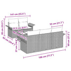 Gartensofa-set mit Kissen 6 pcs Braun Poly-Rattan