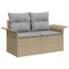 Gartensofa-set mit Kissen 7 pcs Beige Poly-Rattan