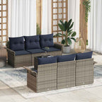 Gartensofa-set mit Kissen 7 pcs Grau Poly-Rattan