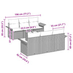 Gartensofa-set mit Kissen 7 pcs Grau Poly-Rattan