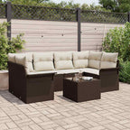 Gartensofa-set mit Kissen 7 pcs Braun Poly-Rattan