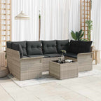 Gartensofa-set mit Kissen 7 pcs Hellgrau Poly-Rattan
