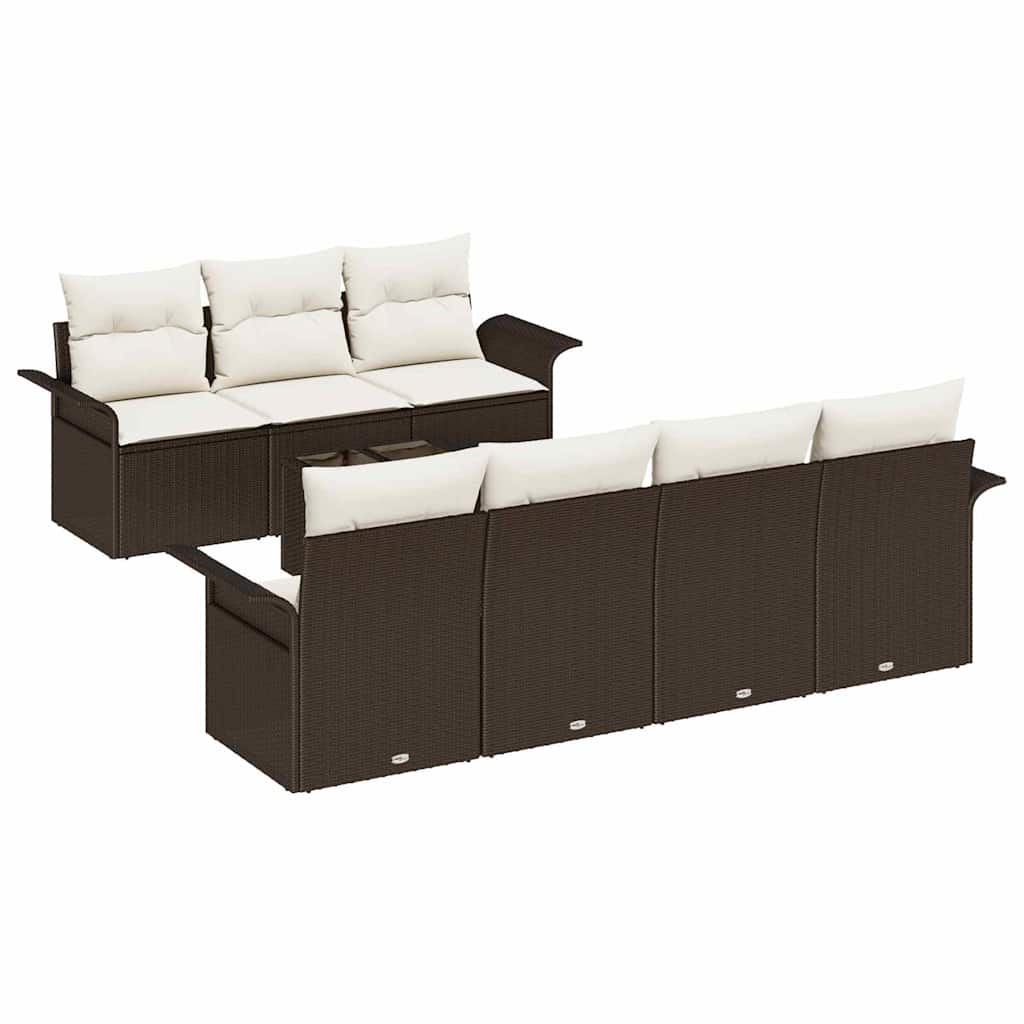 Gartensofa-set mit Kissen 8 pcs Braun Poly-Rattan