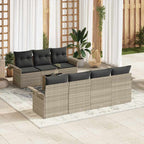 Gartensofa-set mit Kissen 8 pcs Hellgrau Poly-Rattan