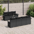 Gartensofa-set mit Kissen 8 pcs Schwarz Poly-Rattan