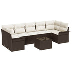 Gartensofa-set mit Kissen 8 pcs Braun Poly-Rattan