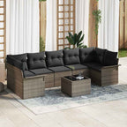 Gartensofa-set mit Kissen 8 pcs Grau Poly-Rattan