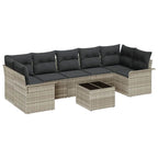 Gartensofa-set mit Kissen 8 pcs Hellgrau Poly-Rattan