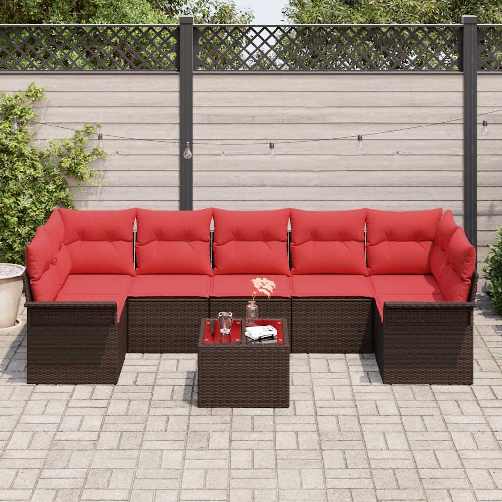 Gartensofa-set 8 pcs Braun Poly-Rattan