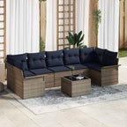 Gartensofa-set 8 pcs Grau Poly-Rattan