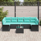 Gartensofa-set 8 pcs Schwarz Poly-Rattan