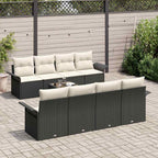 Gartensofa-set mit Kissen 9 pcs Schwarz Poly-Rattan