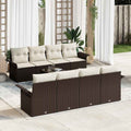 Gartensofa-set mit Kissen 9 pcs Braun Poly-Rattan