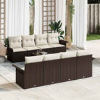 Gartensofa-set mit Kissen 9 pcs Braun Poly-Rattan