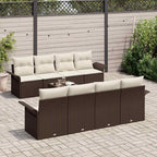 Gartensofa-set mit Kissen 9 pcs Braun Poly-Rattan