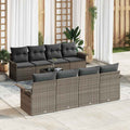 Gartensofa-set mit Kissen 9 pcs Grau Poly-Rattan