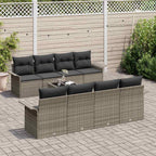 Gartensofa-set mit Kissen 9 pcs Grau Poly-Rattan