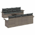 Gartensofa-set mit Kissen 9 pcs Grau Poly-Rattan