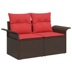Gartensofa-set mit Kissen 9 pcs Braun Poly-Rattan