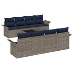 Gartensofa-set mit Kissen 9 pcs Grau Poly-Rattan