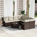 Gartensofa-set mit Kissen 9 pcs Braun Poly-Rattan