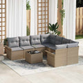 Gartensofa-set mit Kissen 9 pcs Beige Poly-Rattan