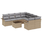 Gartensofa-set mit Kissen 9 pcs Beige Poly-Rattan