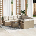 Gartensofa-set mit Kissen 9 pcs Beige Poly-Rattan
