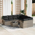 Gartensofa-set mit Kissen 9 pcs Hellgrau Poly-Rattan