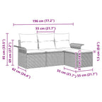 Sofa Set mit Kissen 4 pcs Braun und Creme Poly-Rattan