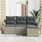 Sofa Set mit Kissen 4 pcs Grau Poly-Rattan