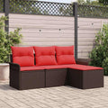 Gartensofa-set mit Kissen 4 pcs Braun Poly-Rattan