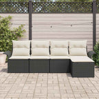 Outdoor-Sofa mit Kissen 5 pcs Schwarz Poly-Rattan