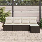Outdoor-Sofa mit Kissen 5 pcs Braun Poly-Rattan