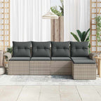 Outdoor-Sofa mit Kissen 5 pcs Hellgrau Poly-Rattan