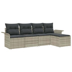 Outdoor-Sofa mit Kissen 5 pcs Hellgrau Poly-Rattan